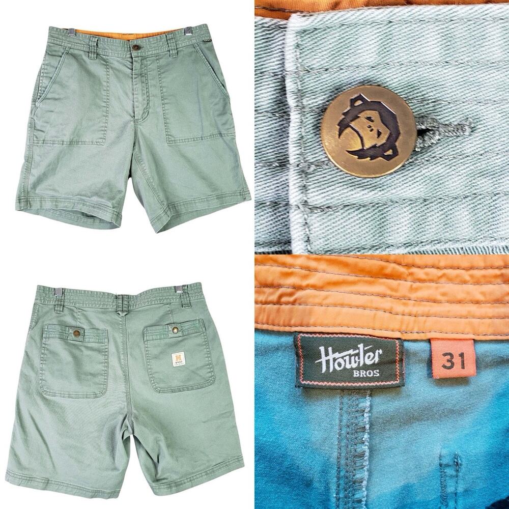 Howler Bros Clarksville Walk Shorts Men’s Size 31 Green Cotton Cargo Twill